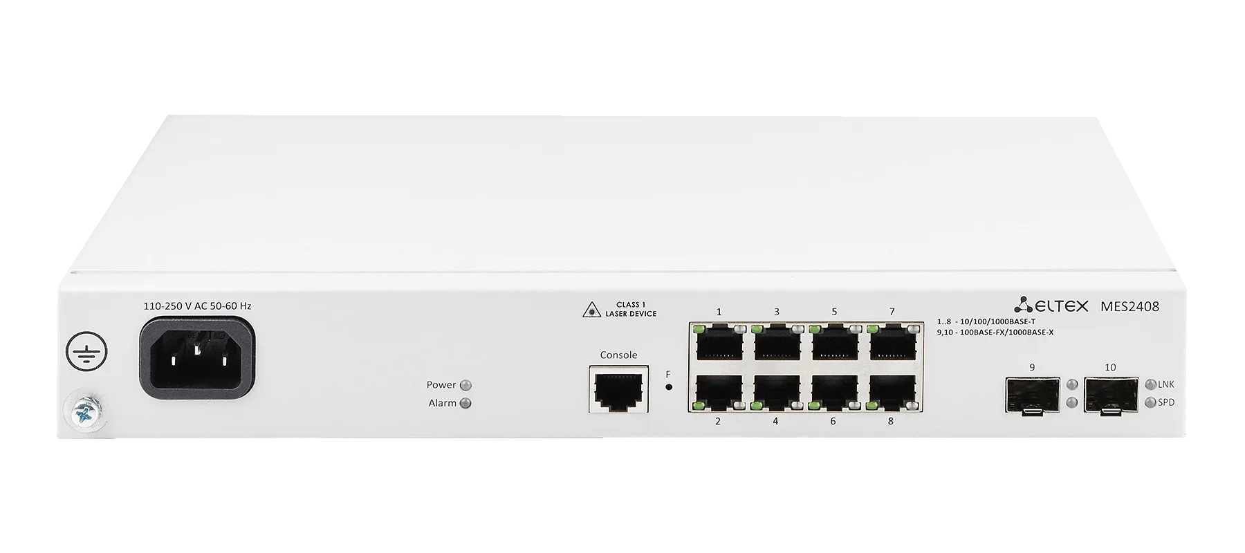 Ethernet-коммутатор MES2408B, 8x1G RJ45 + 2x100/1000 SFP, L2, 220V AC/12V DC